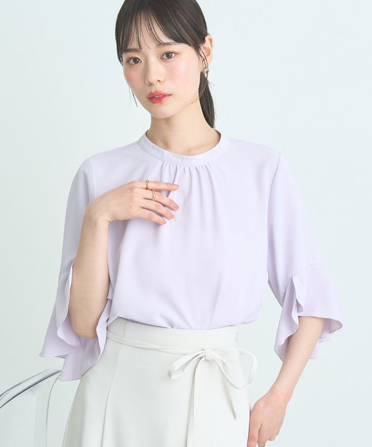 earth music&ecology「フリル7分袖ブラウス」|シャツ・ブラウス|Pink