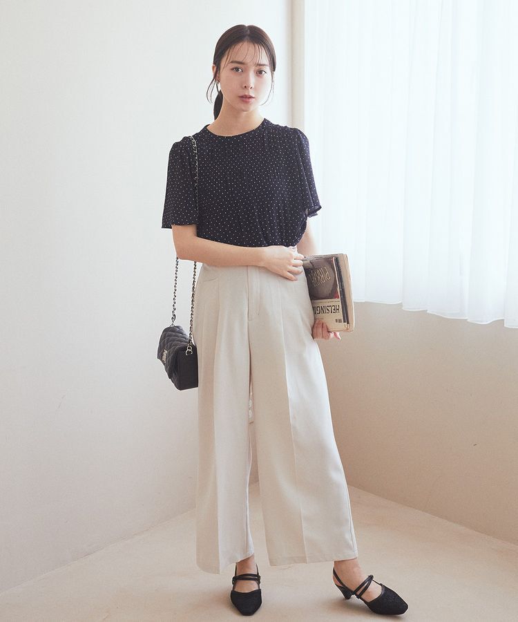 earth music&ecology「マジョリカプリーツ半袖ブラウス」|シャツ・ブラウス|