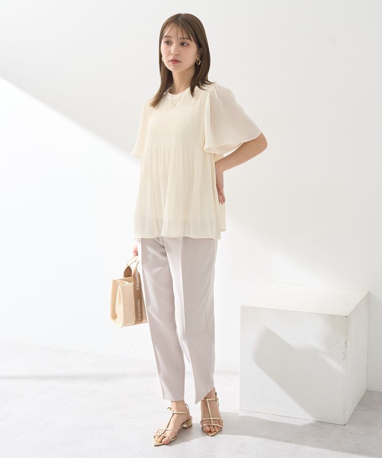 earth music&ecology「マジョリカプリーツ半袖ブラウス」|シャツ・ブラウス|