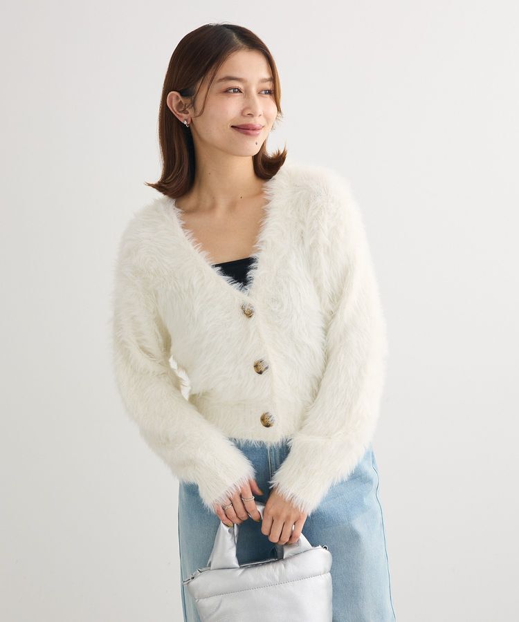 Green Parks「・Petit Fleur シャギーニットカーディガン」|カーディガン|Off White