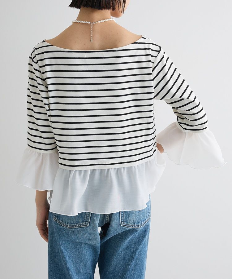 AnriettMusee「異素材ボーダーペプラムカットソー」|Tシャツ・カットソー|
