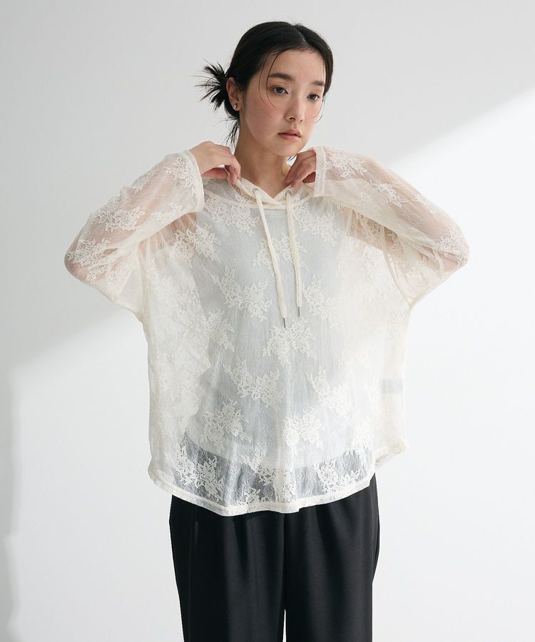 Green Parks「・SUGAR SPOON シアーレースフーディー」|スウェット・ジャージ|Ivory