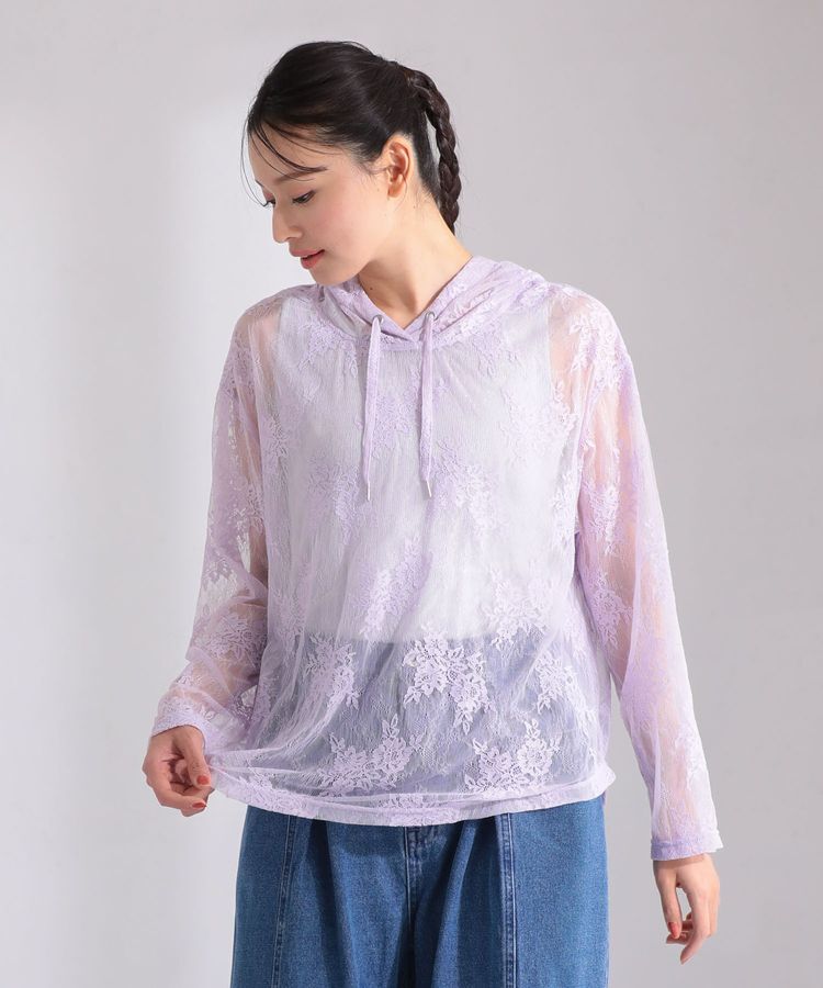 Green Parks「・SUGAR SPOON シアーレースフーディー」|スウェット・ジャージ|Lavender