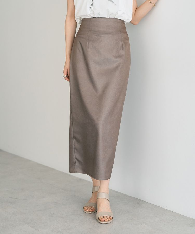 YECCA VECCA「シャイニーロングスカート」|タイト|