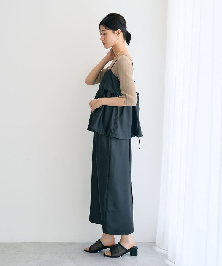 YECCA VECCA「シャイニーロングスカート」|タイト|