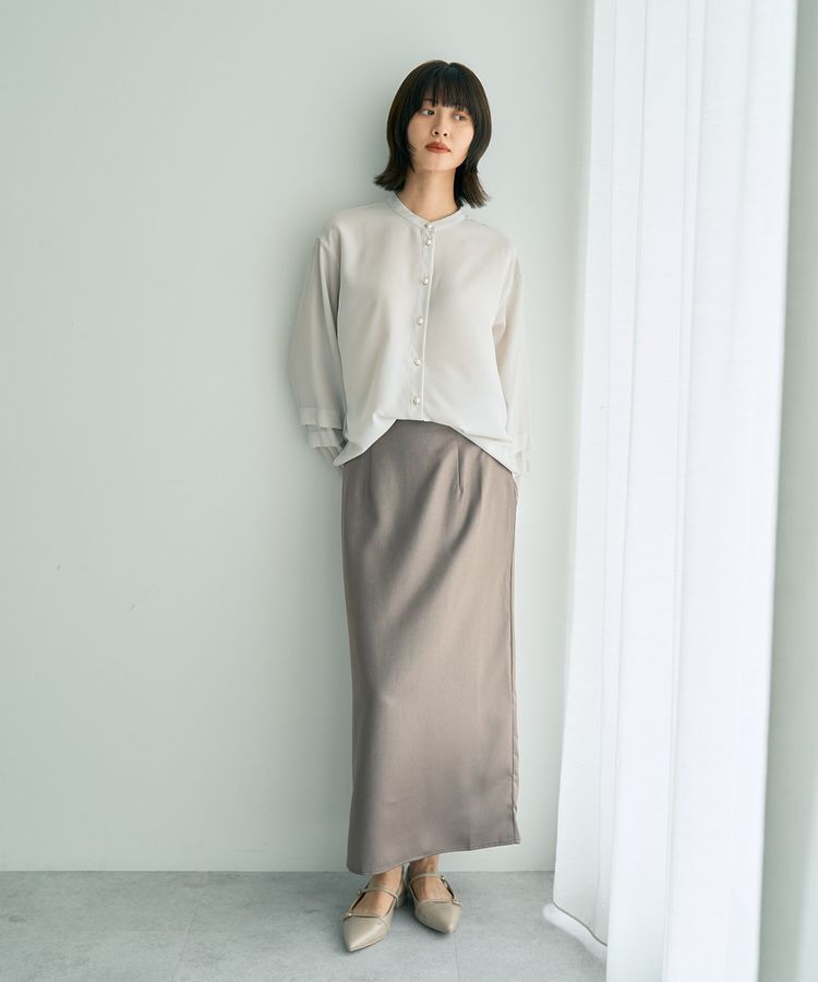 YECCA VECCA「シャイニーロングスカート」|タイト|