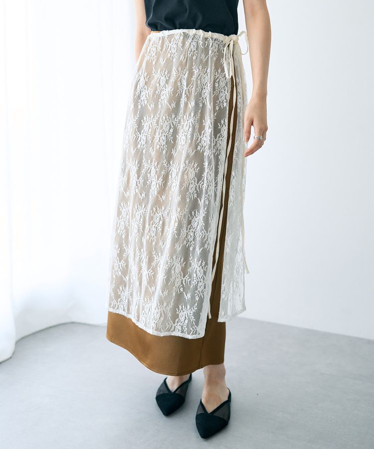 YECCA VECCA「シャイニーロングスカート」|タイト|