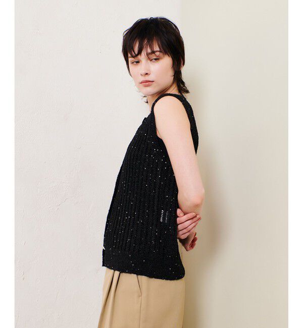 allureville「スパンコールメッシュプルオーバー」|ニット・セーター|