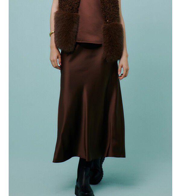 allureville「サテンバイヤスナロースカート」|スカート|