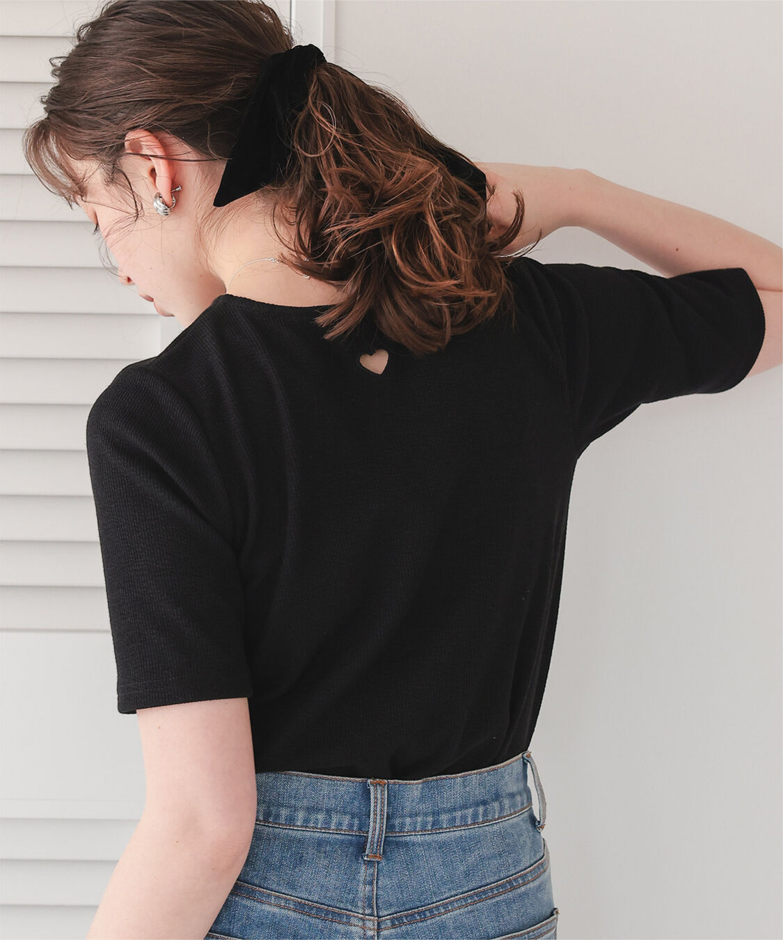 titivate「ハートカット刺繍前後2wayハーフスリーブTシャツ」|Tシャツ・カットソー|