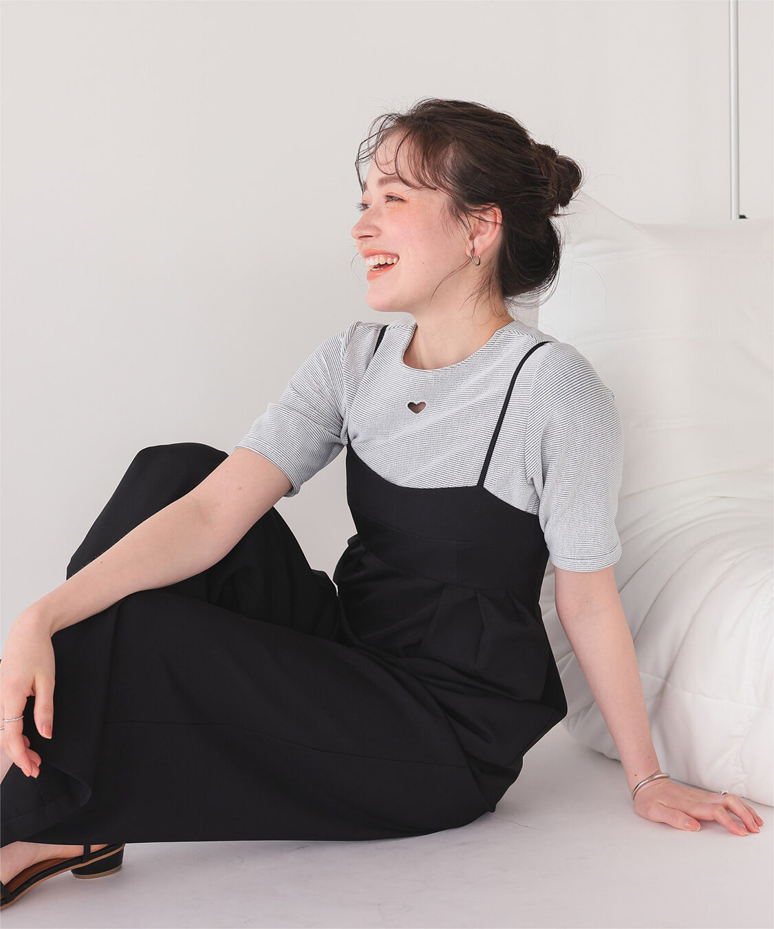 titivate「ハートカット刺繍前後2wayハーフスリーブTシャツ」|Tシャツ・カットソー|