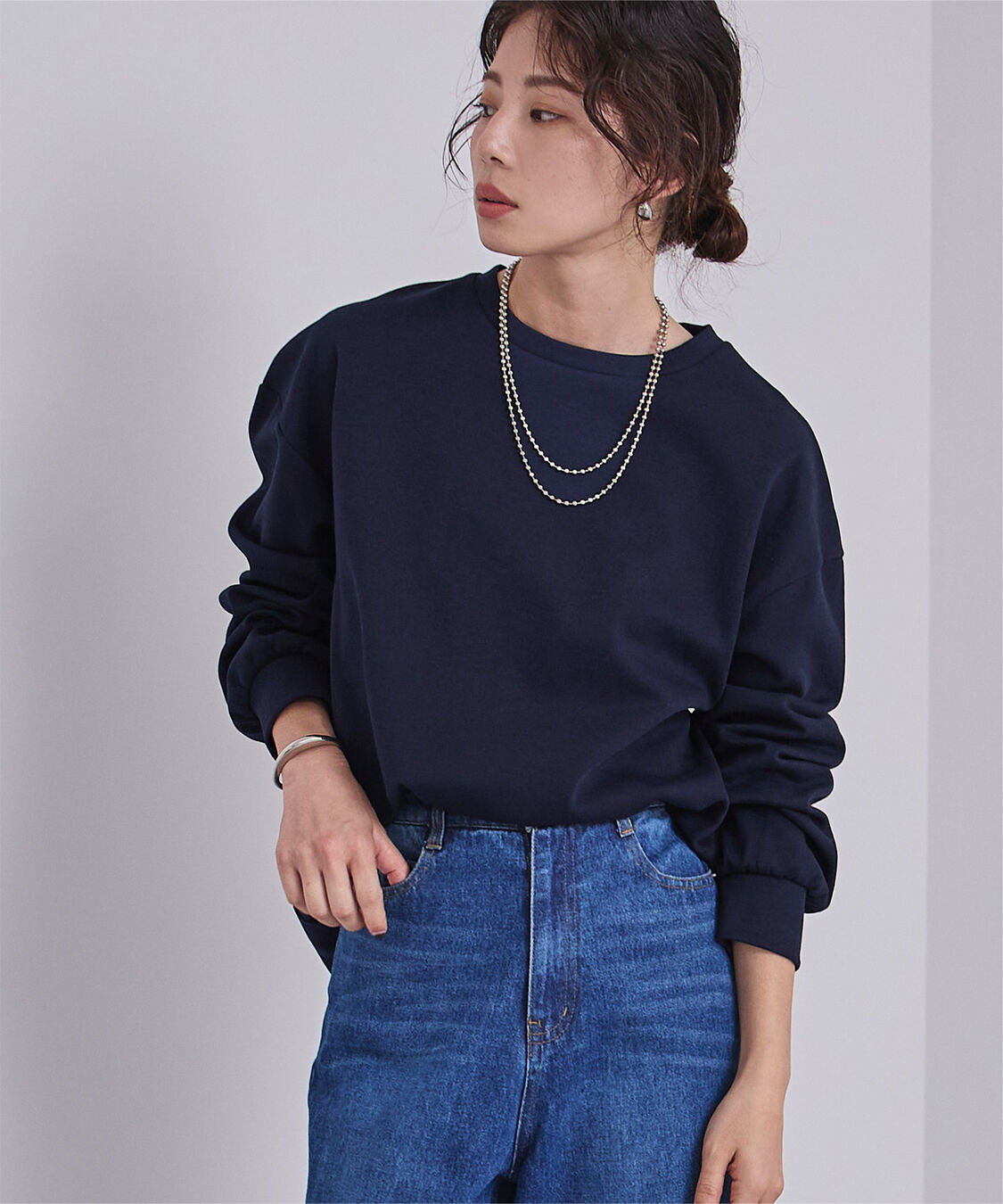 ur's「ベーシックロングTシャツ」|Tシャツ・カットソー|ダークネイビー