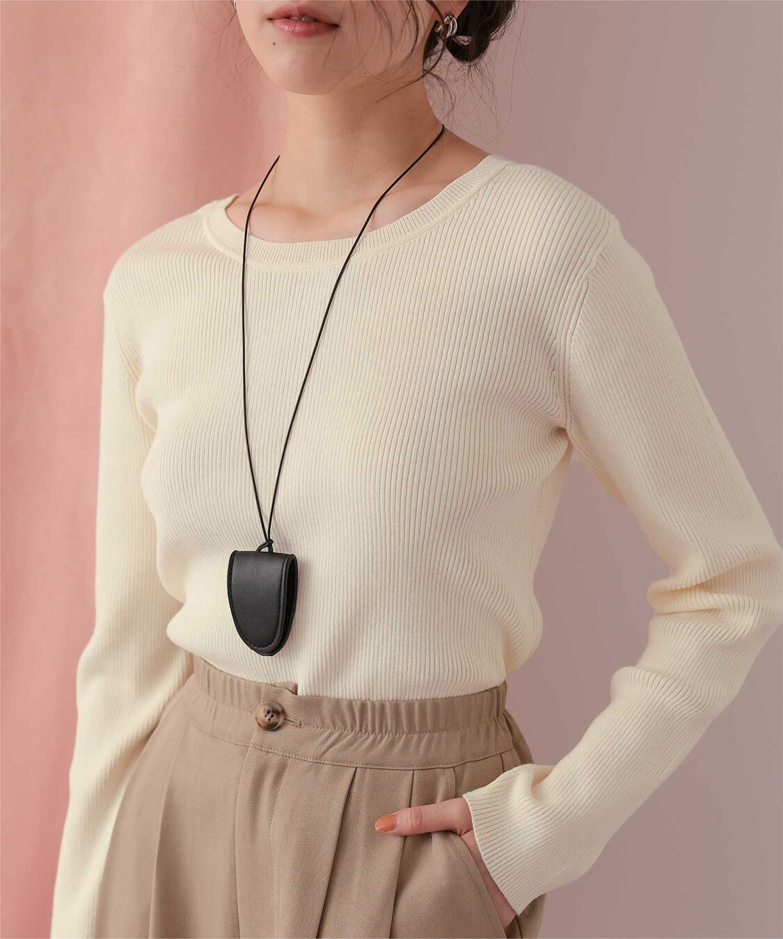 titivate「前後2wayUVケア/抗ピルヘンリーネックリブニット」|ニット・セーター|アイボリー