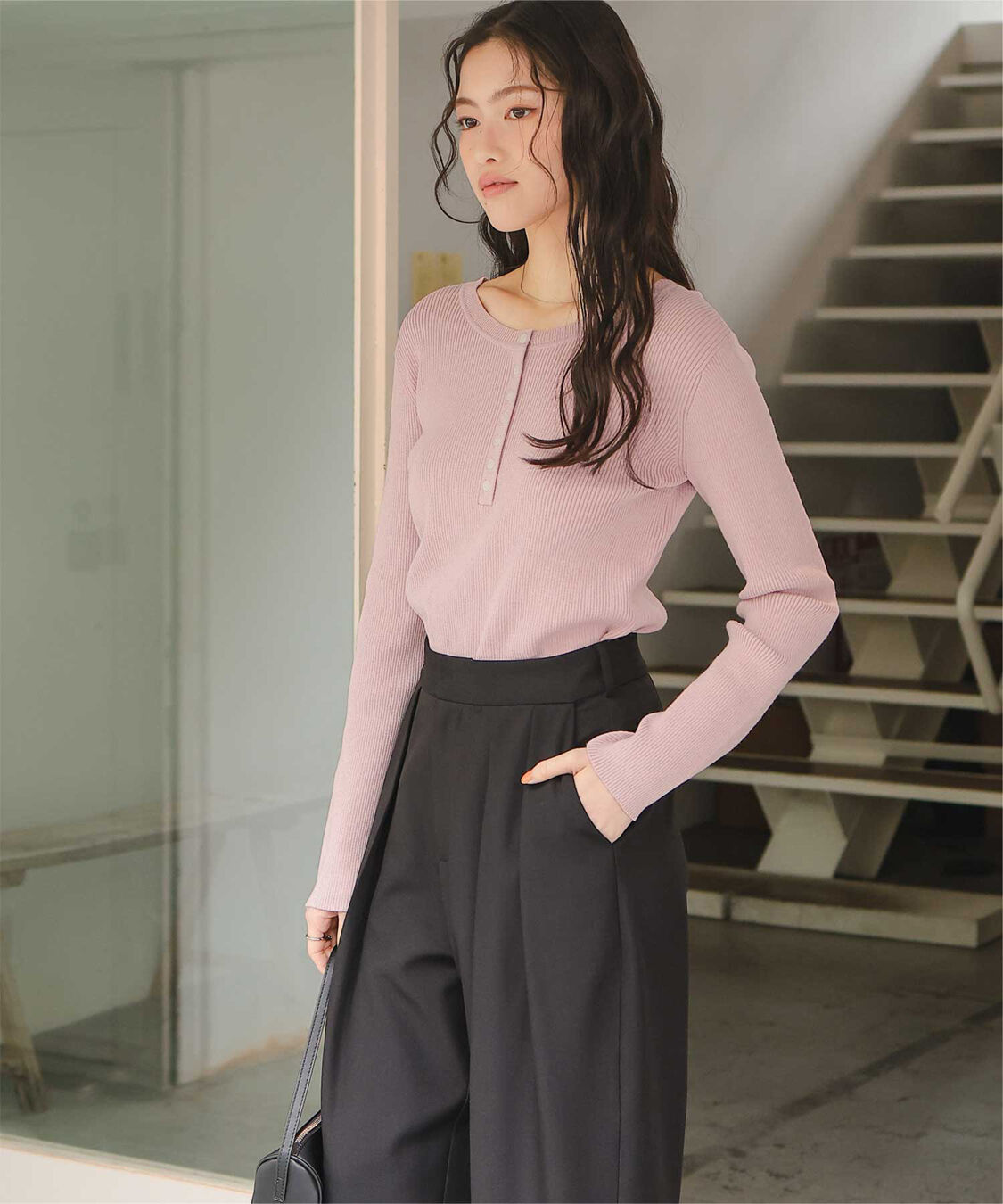 titivate「前後2wayUVケア/抗ピルヘンリーネックリブニット」|ニット・セーター|