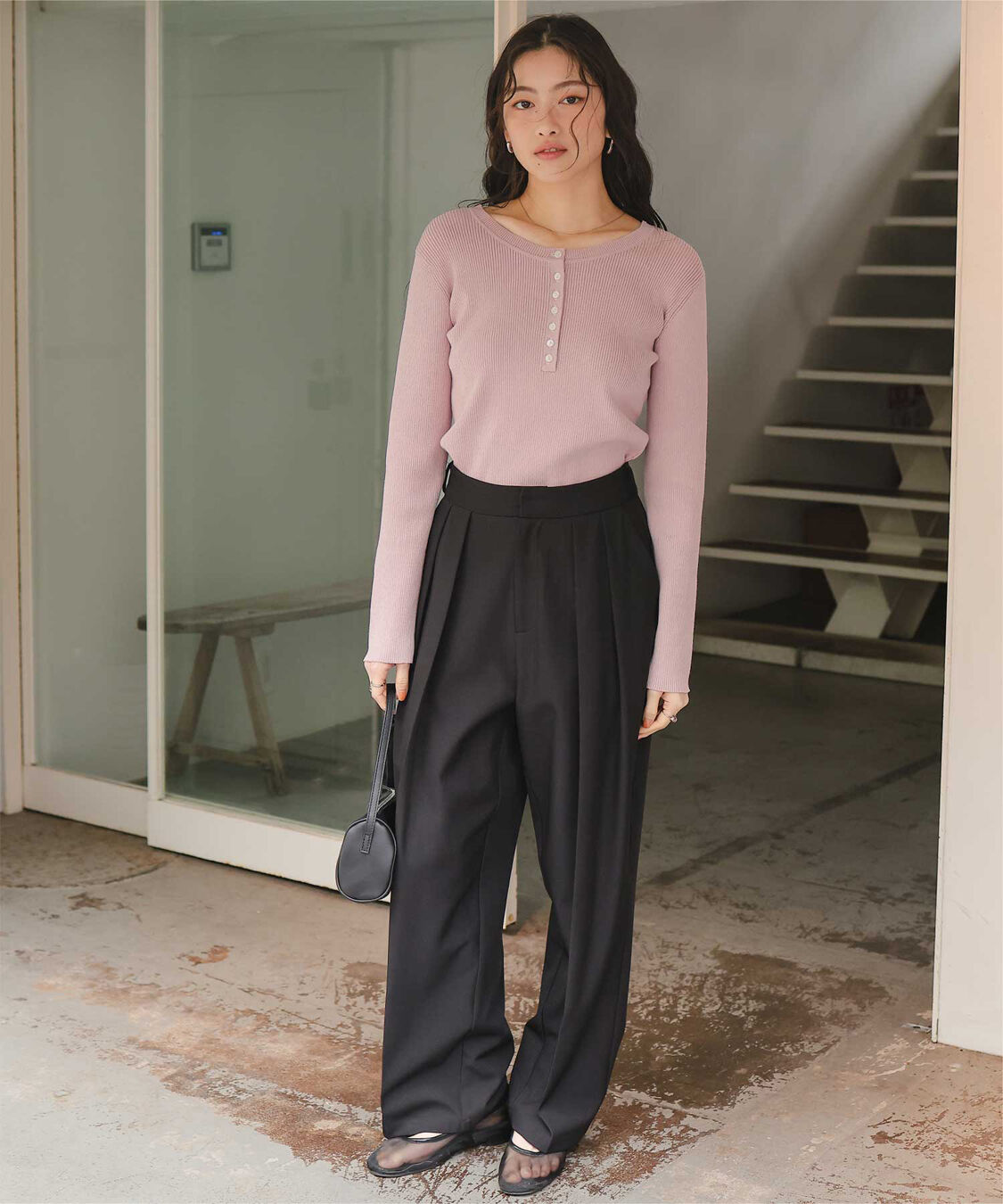 titivate「前後2wayUVケア/抗ピルヘンリーネックリブニット」|ニット・セーター|