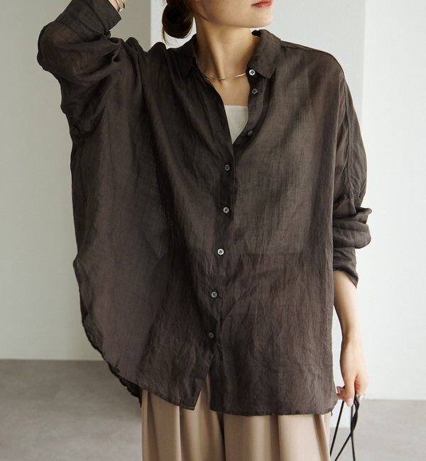  「【新色登場！/リバイバル】ラミーオーバーシャツブラウス」|シャツ・ブラウス|チャコールグレー