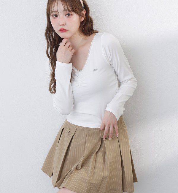  「プレート付きフロントギャザートップ」|プルオーバー|