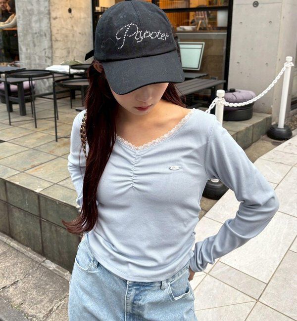  「プレート付きフロントギャザートップ」|プルオーバー|