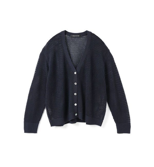 mizuiro ind「mizuiro ind メッシュVネックカーディガン」|カーディガン|ネイビー