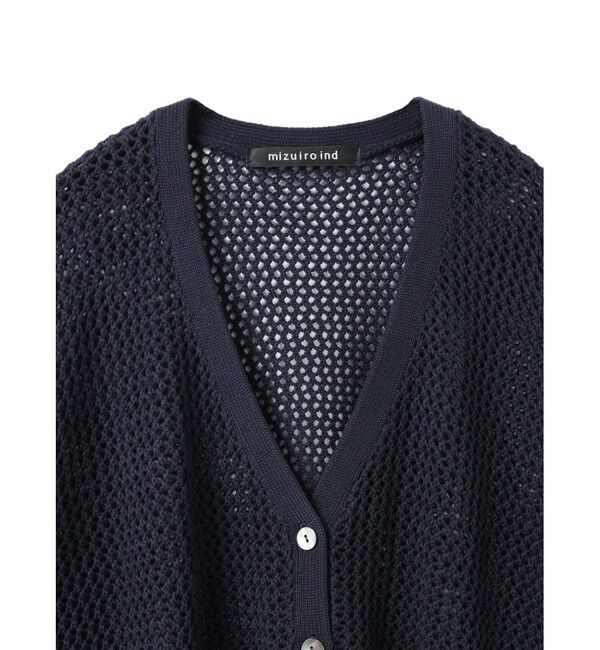 mizuiro ind「mizuiro ind メッシュVネックカーディガン」|カーディガン|