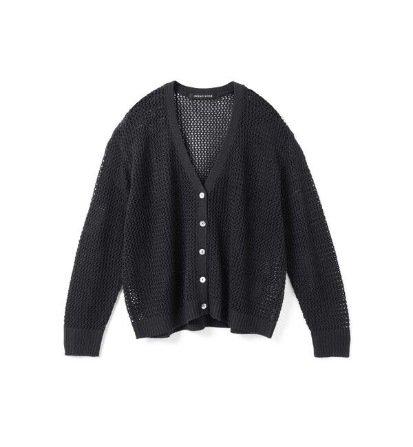 mizuiro ind「mizuiro ind メッシュVネックカーディガン」|カーディガン|ブラック