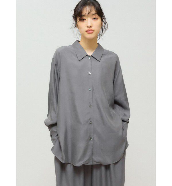 MIDIUMISOLID「MIDIUMISOLID for Ladies リラックスキュプラシャツ」|シャツ・ブラウス|チャコールグレー