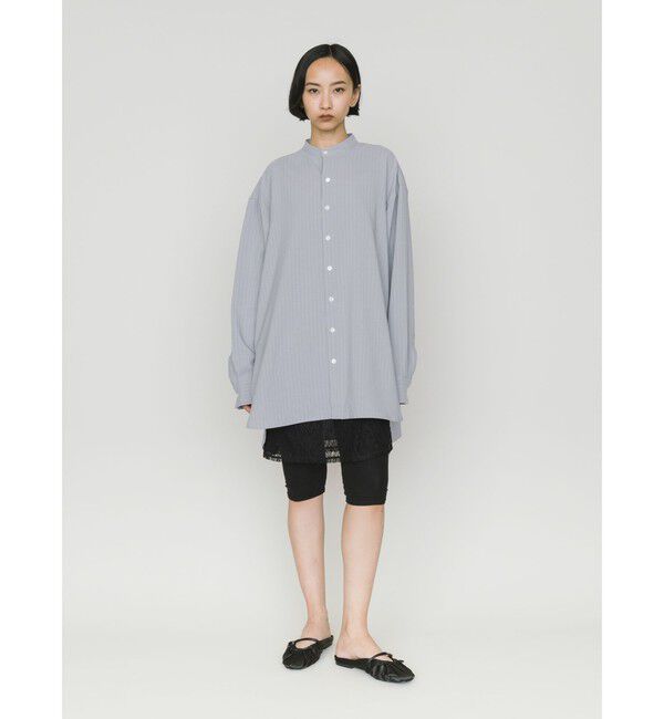 MIDIUMISOLID「MIDIUMISOLID バンドカラーロングシャツ」|シャツ・ブラウス|