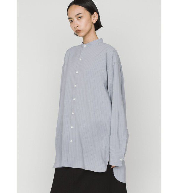 MIDIUMISOLID「MIDIUMISOLID バンドカラーロングシャツ」|シャツ・ブラウス|