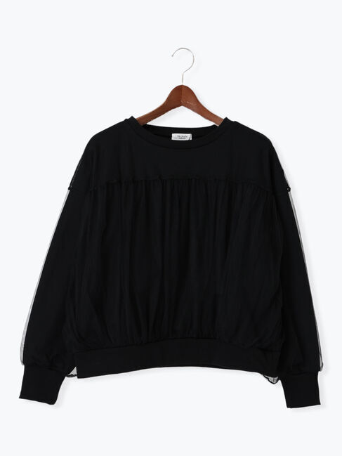 Te chichi TERRASSE「チュールドッキング裏毛スウェット」|Tシャツ・カットソー|ブラック