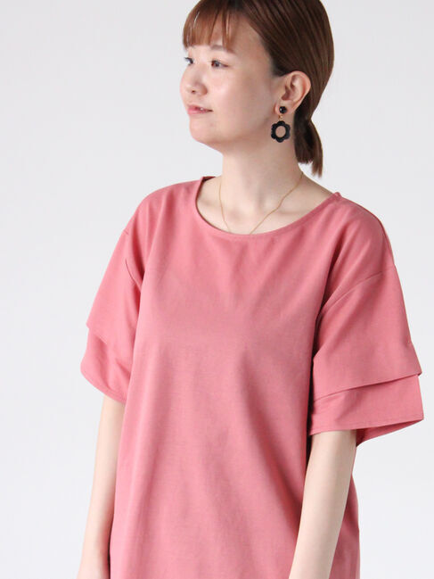 Lugnoncure「プレーティング袖タックTシャツ」|Tシャツ・カットソー|ピンク