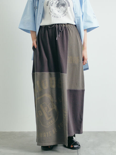 SM2「裏毛プリント配色アシメスカート」|スカート|チャコールグレー