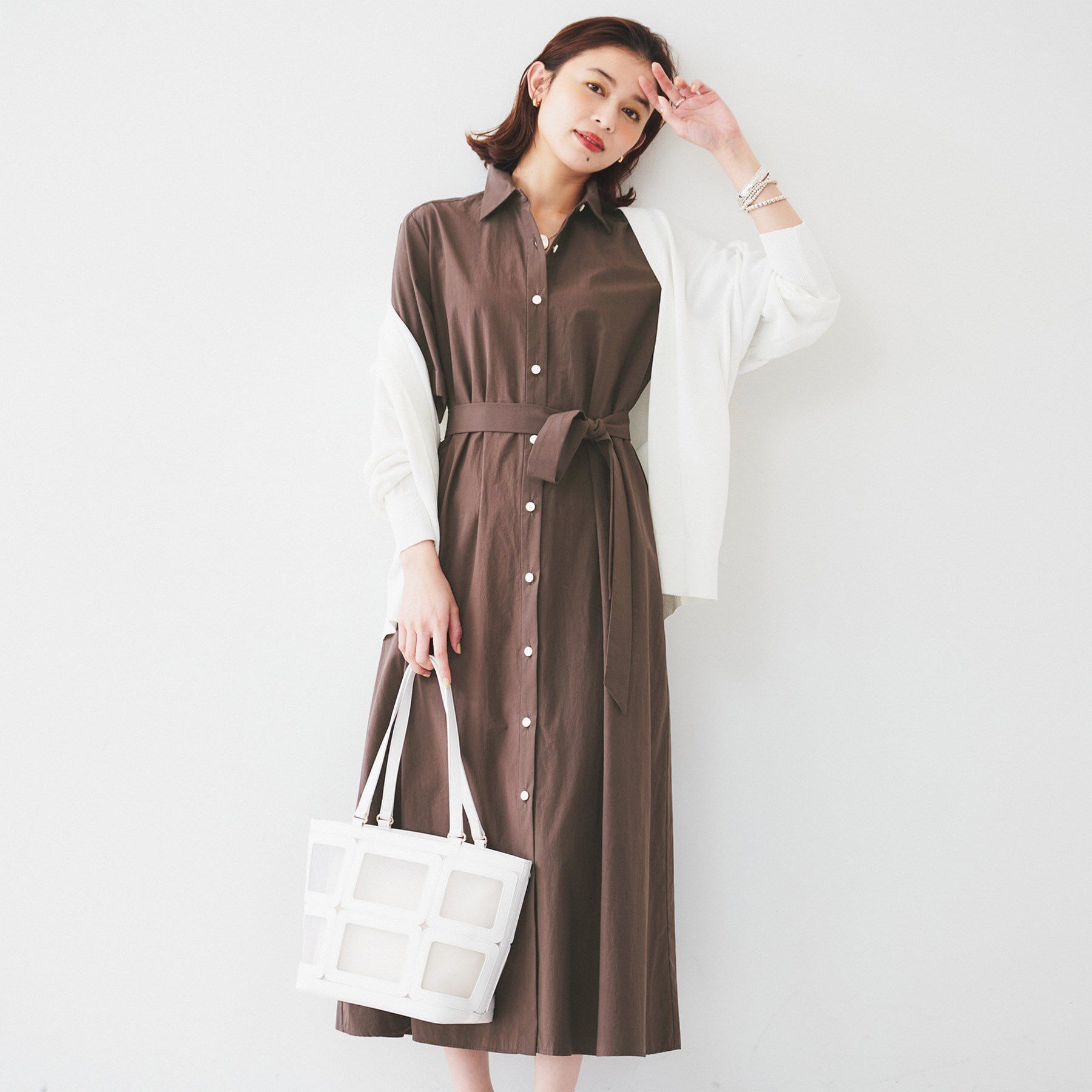 UNTITLED「【コットン100／前開き／夏ワンピ】ロングシャツワンピース」|ワンピース|ブラウン(644)