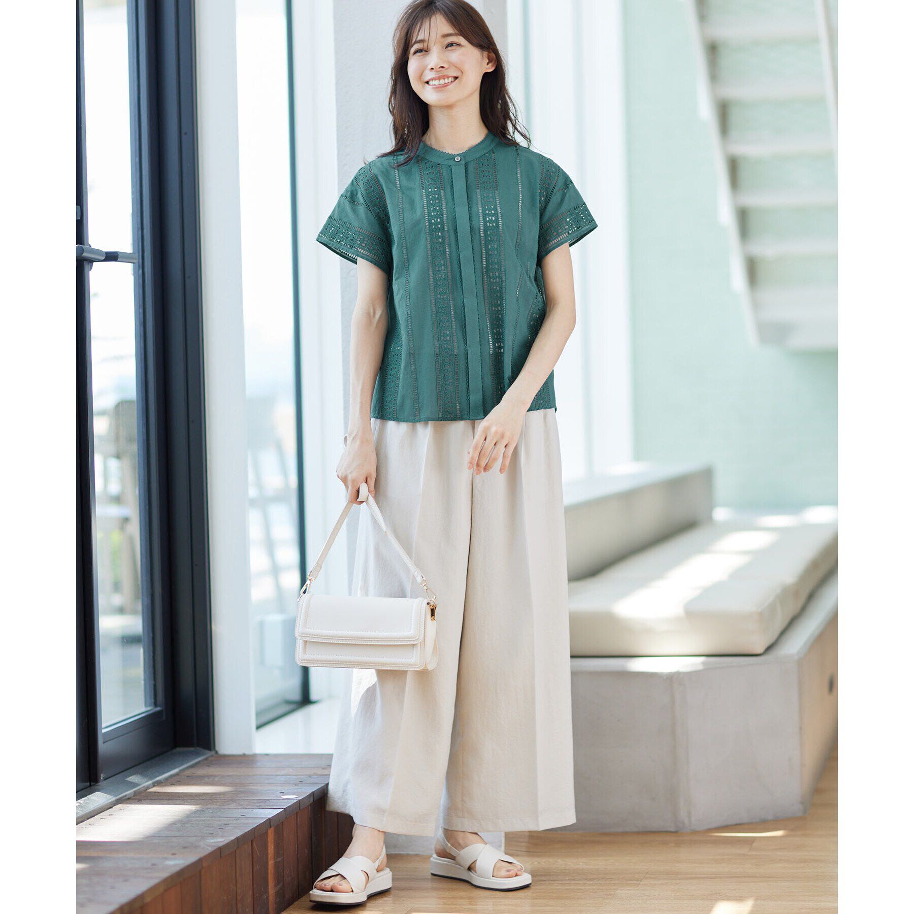 Reflect「【体型カバー／マシンウォッシュ可／ウエスト総ゴム】フルレングスイージーワイドパンツ」|その他|