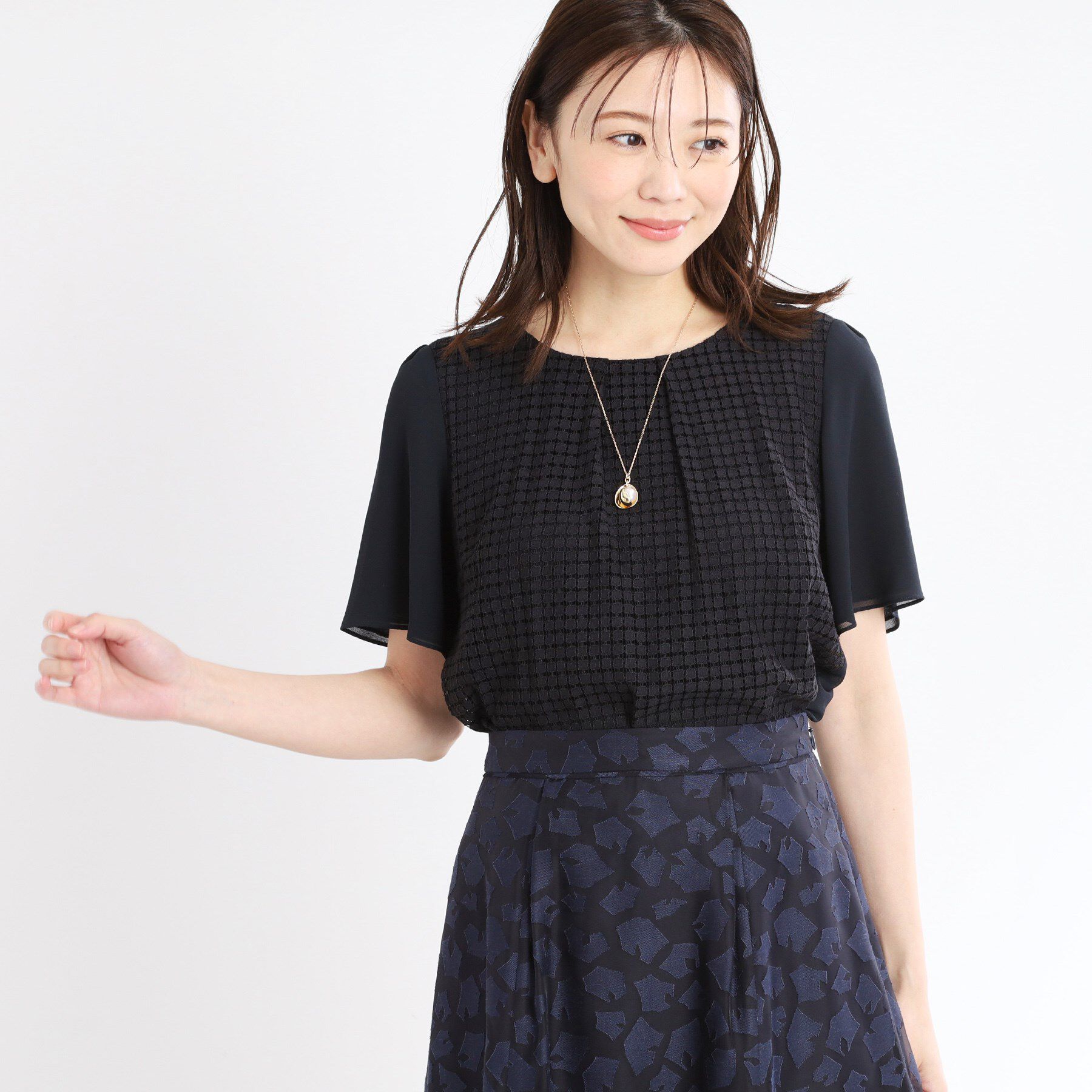 Reflect「【夏SALE／手洗い可】幾何柄レースブラウス」|シャツ・ブラウス|