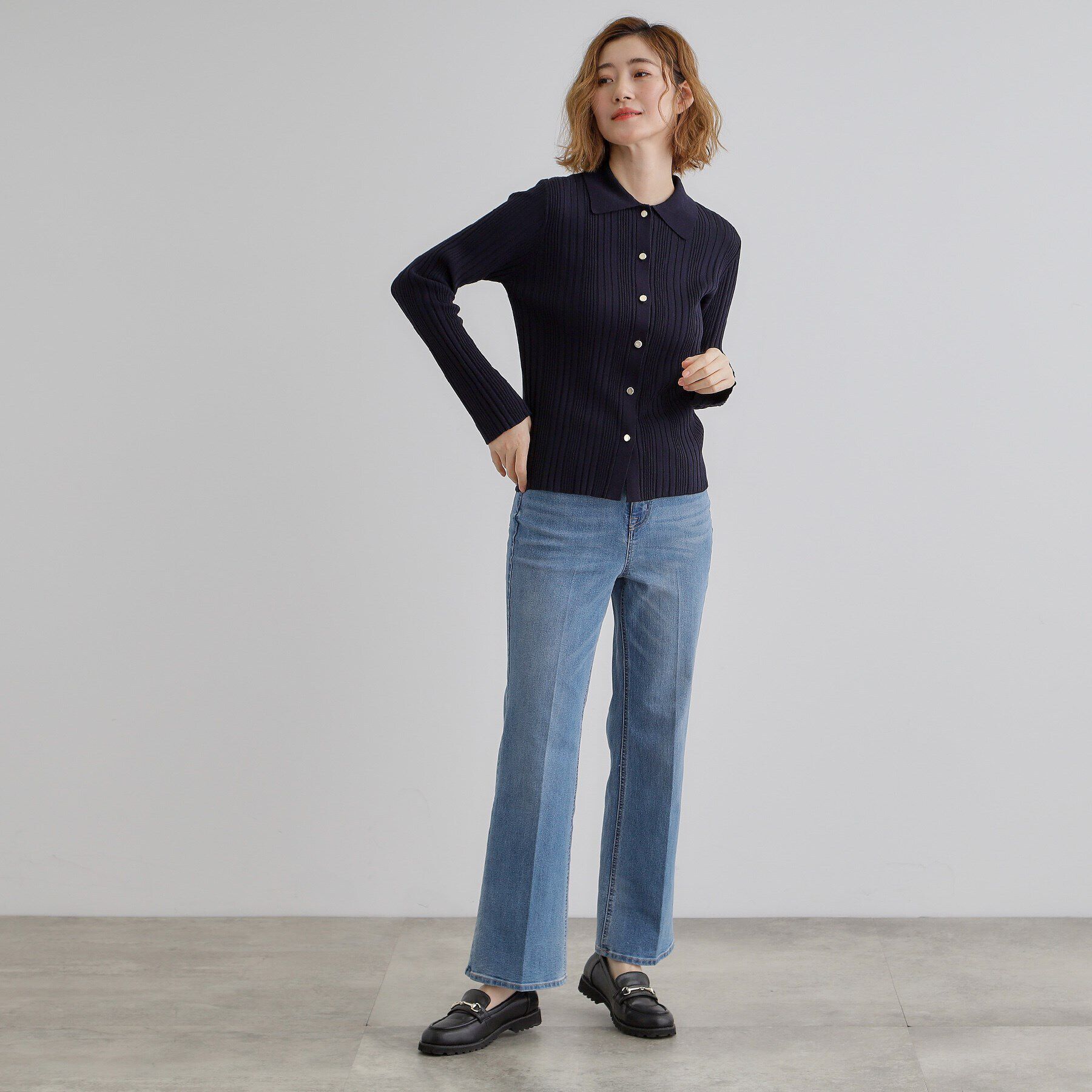 grove「ワイドリブポロニット」|ニット・セーター|