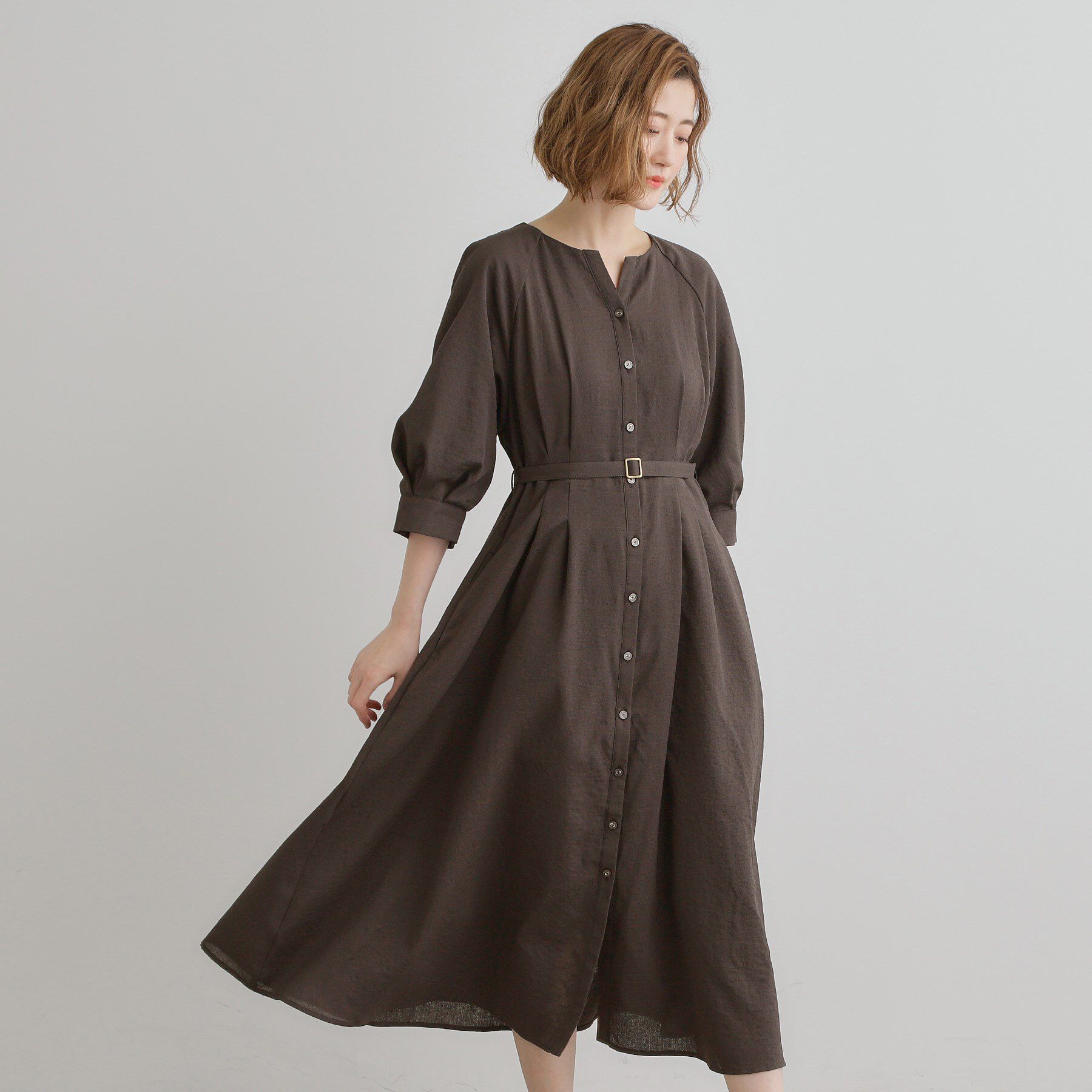 grove「麻調メッシュラグランスリーブワンピース」|ワンピース|スミクロ(018)