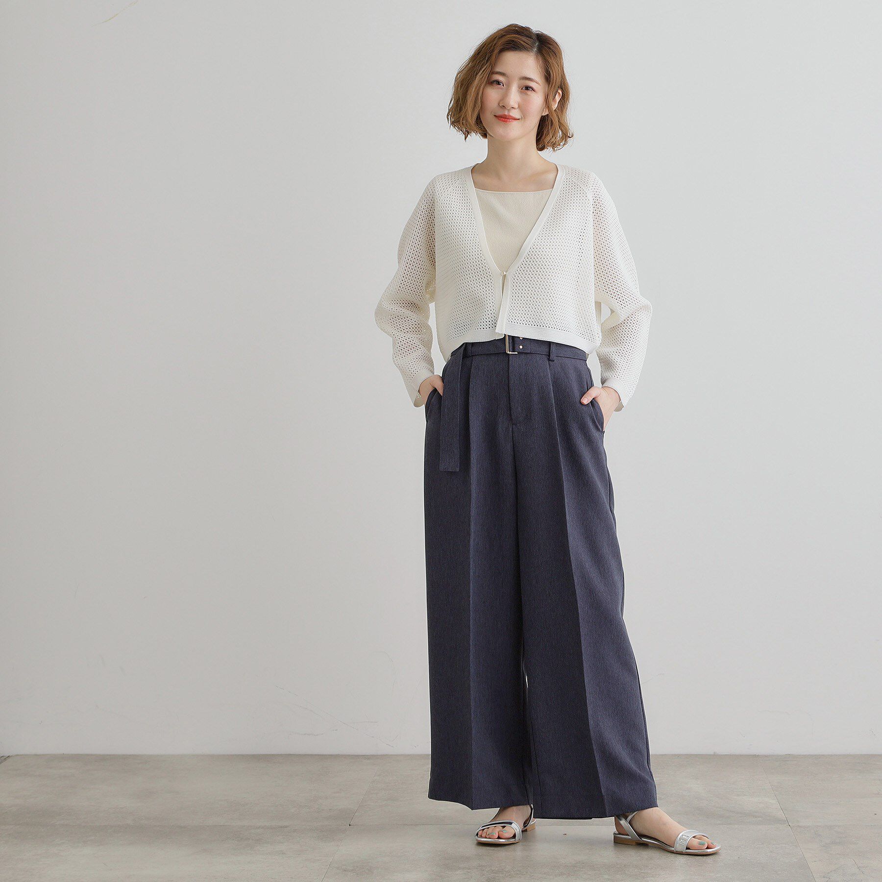 grove「デニムライクベルト付きワイドパンツ」|その他|