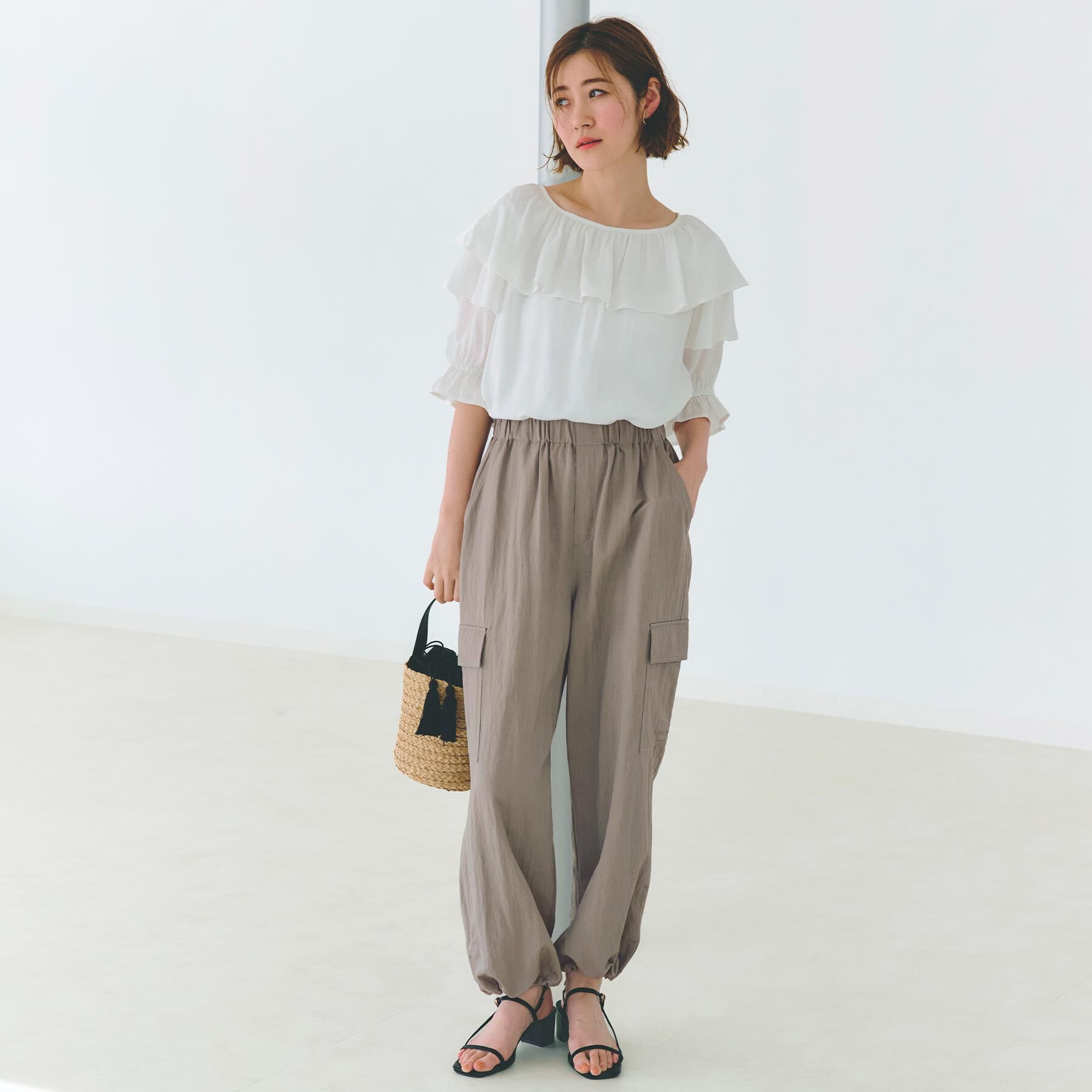 grove「麻調ダブルフリルブラウス」|シャツ・ブラウス|