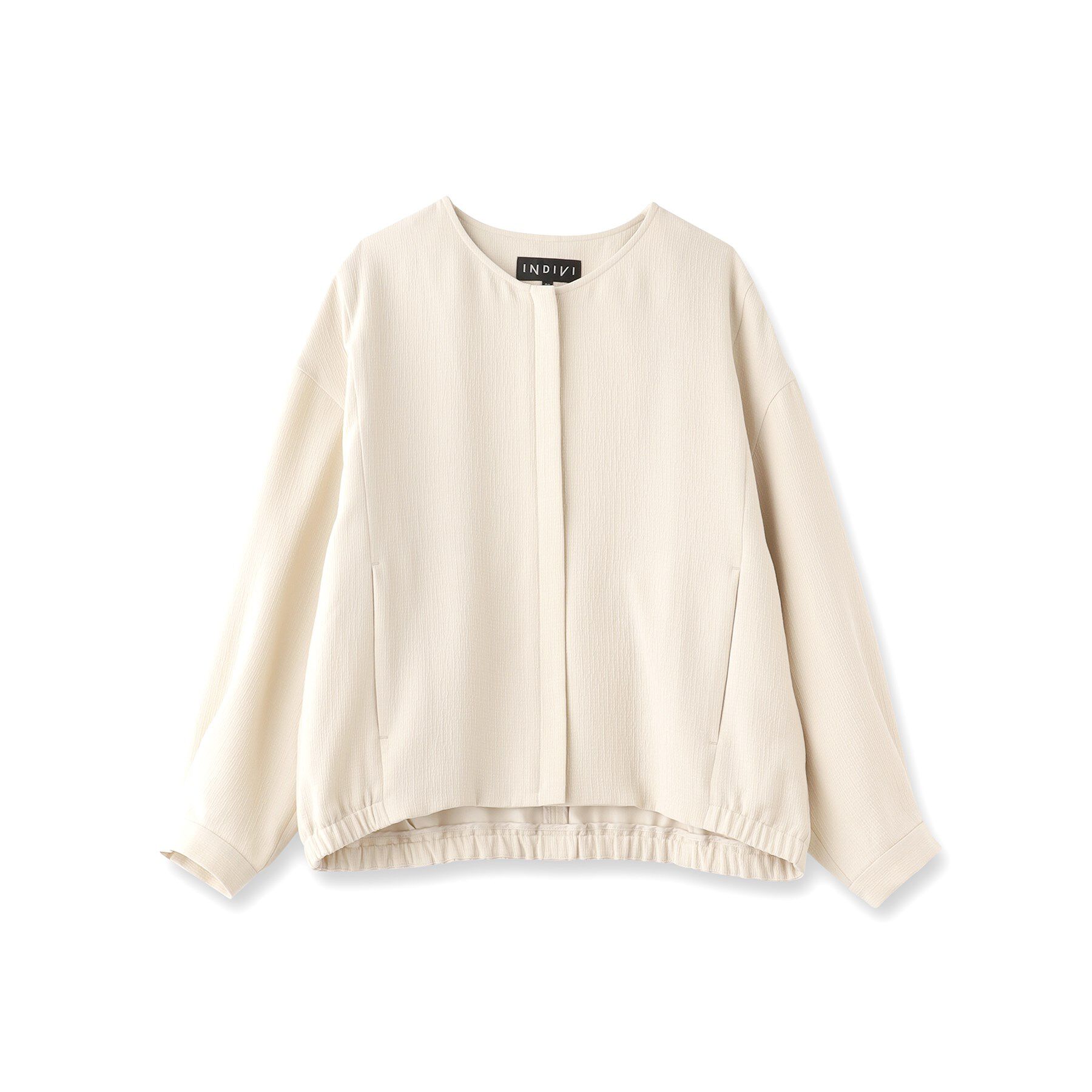 INDIVI「【洗える】凹凸素材シンプルブルゾン」|ブルゾン・スタジャン|