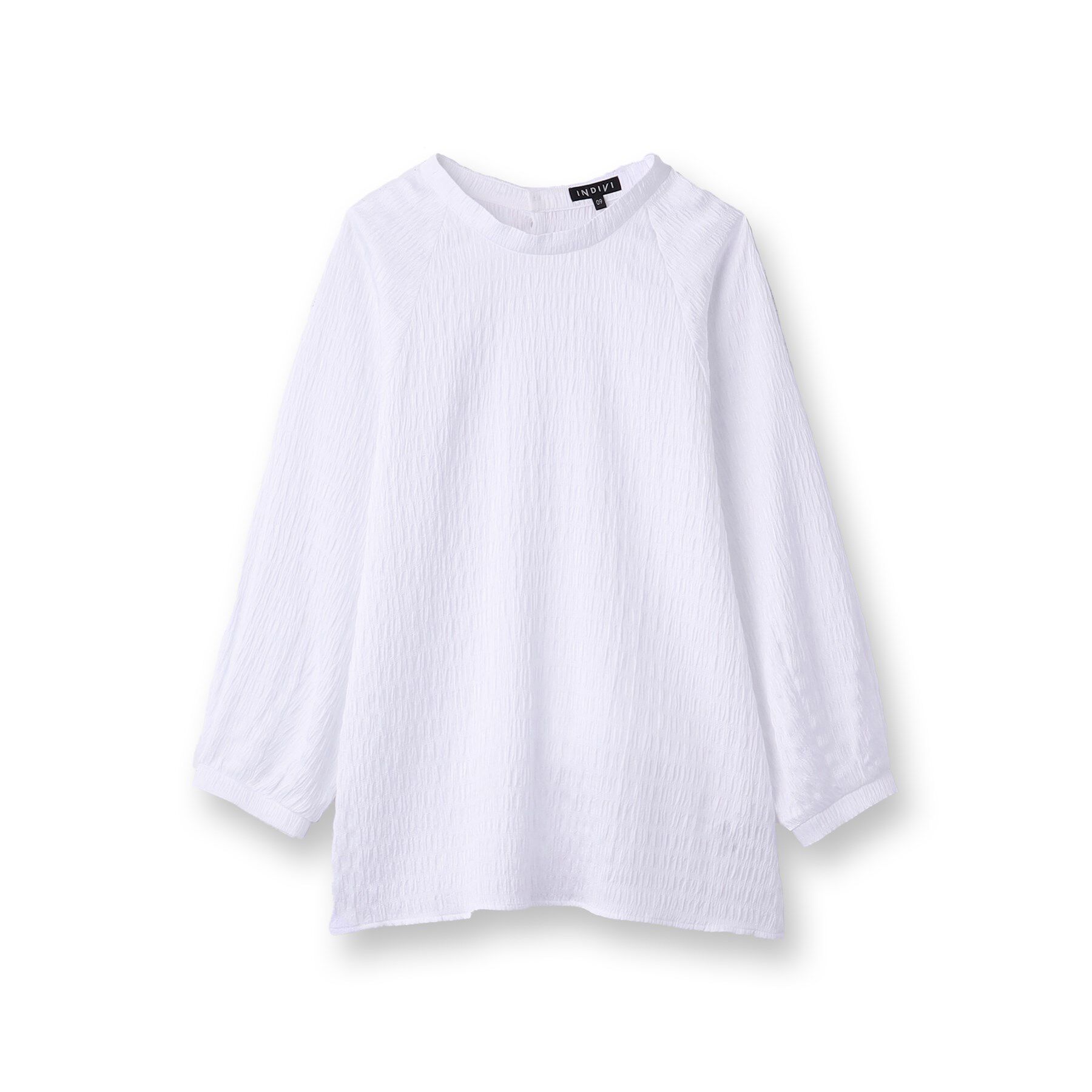 INDIVI「【洗える】シャーリング風ラグランスリーブブラウス」|シャツ・ブラウス|
