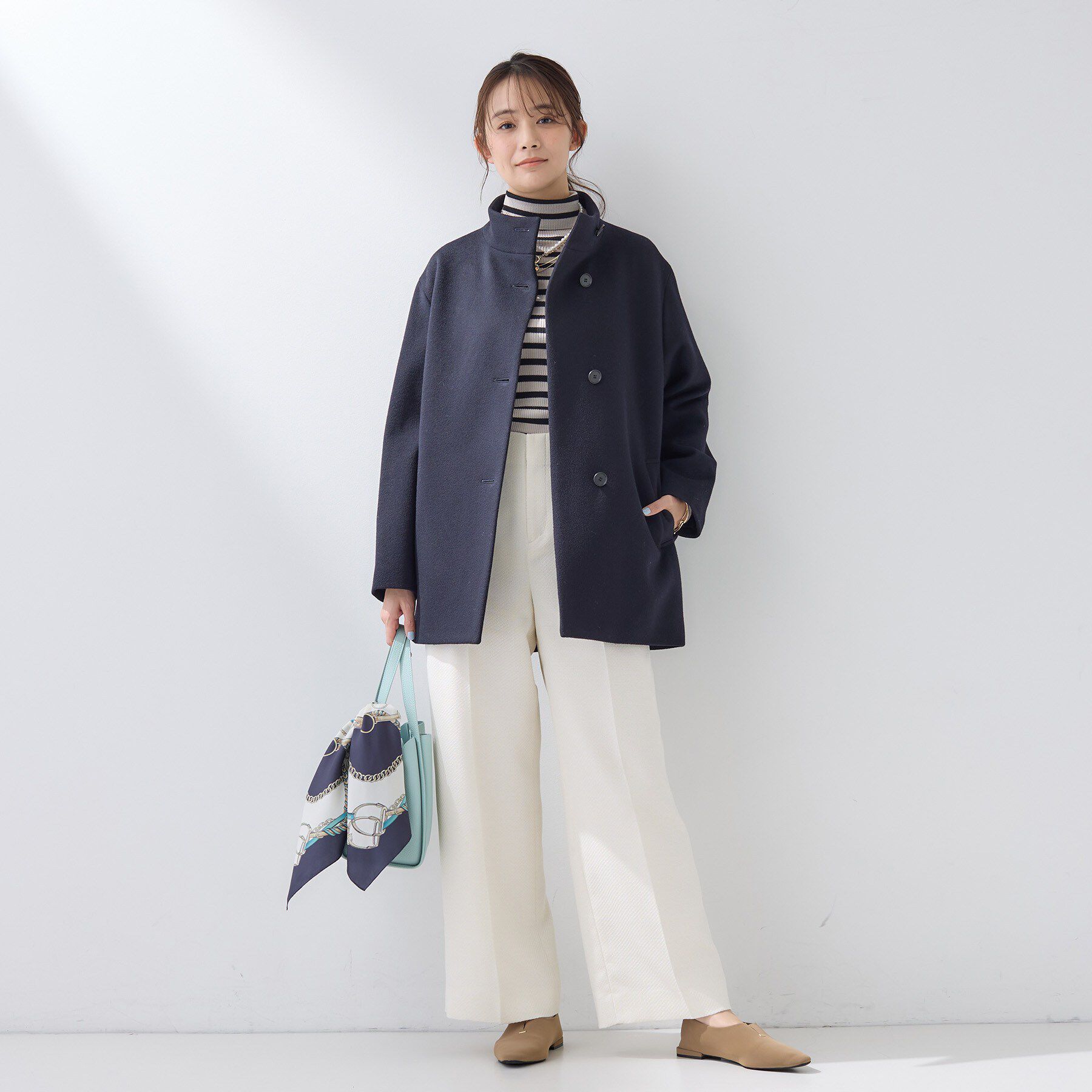 INDIVI「【日本製／ミドル丈】スタンドカラーミドルコート」|その他|