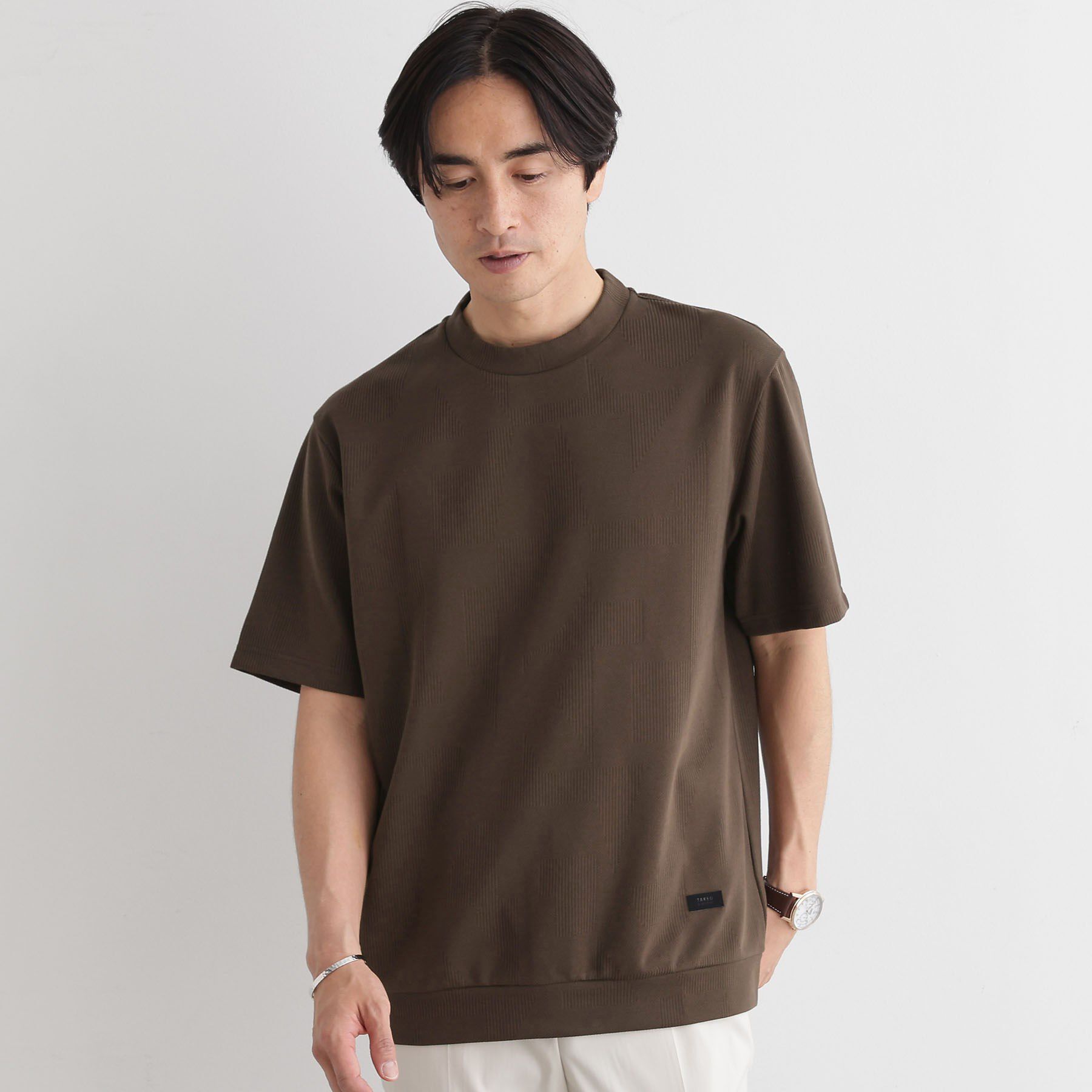 TAKEO KIKUCHI「【尾州ファブリック】 スライドパズル柄 ポンチ プルオーバー」|Tシャツ・カットソー|ブラウン(044)