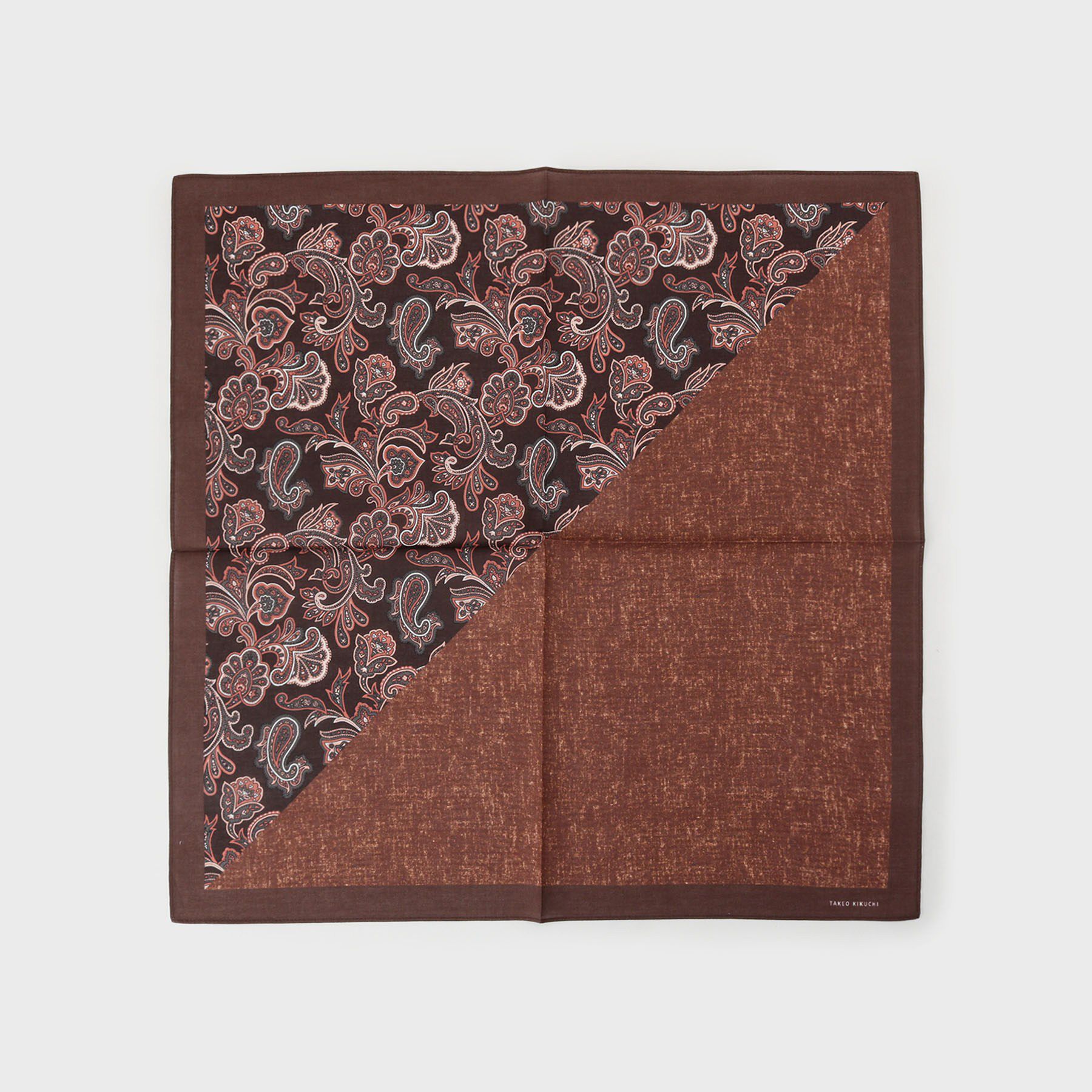 TAKEO KIKUCHI「パターンブロッキング プリントハンカチ」|ハンカチ|モカブラウン(142