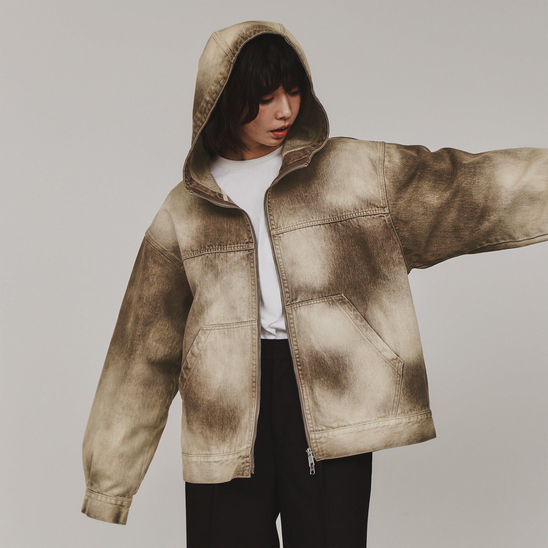 tk.TAKEO KIKUCHI「【セットアップ対応】フーデットデニムブルゾン」|デニムジャケット|