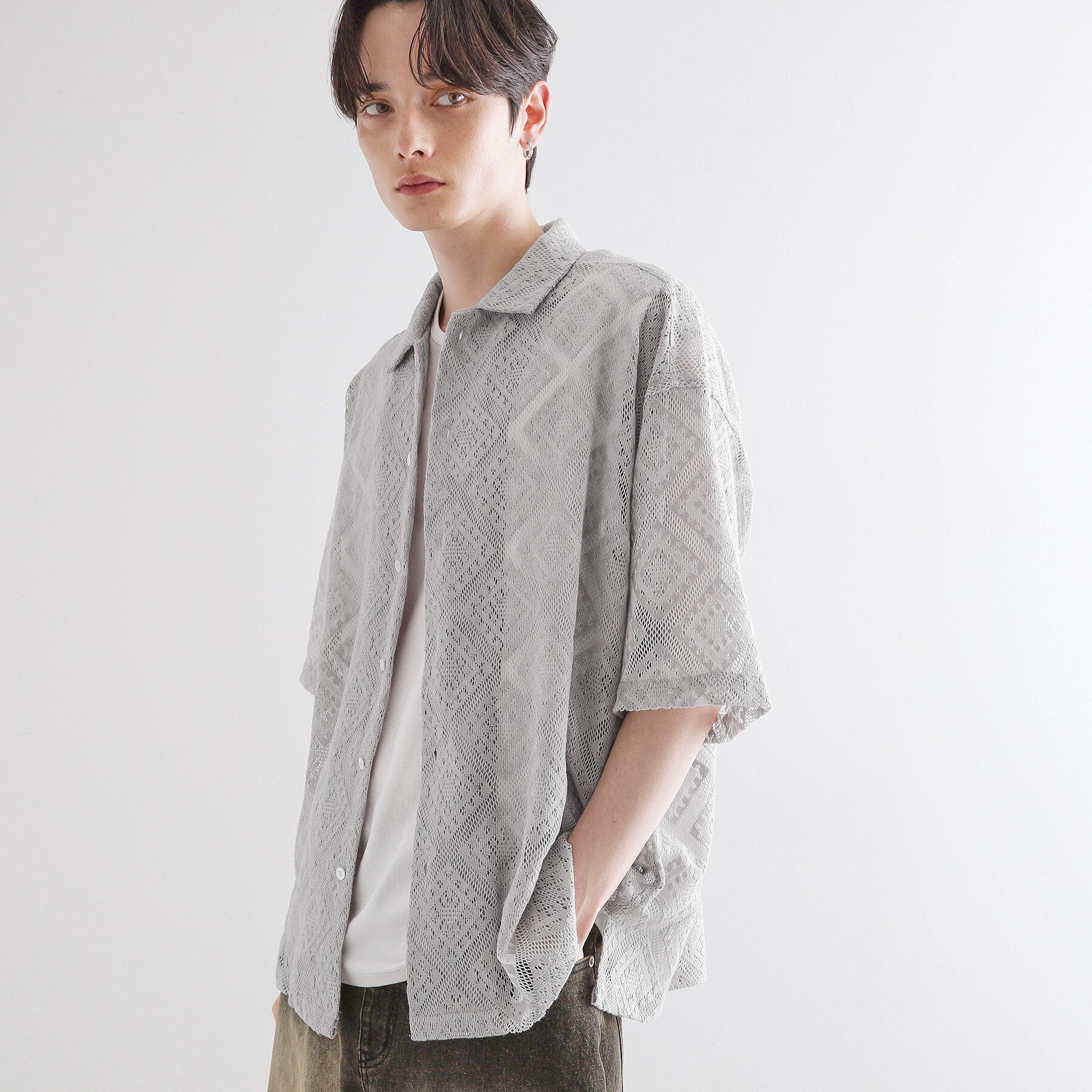 tk.TAKEO KIKUCHI「片染めレースシャツ」|シャツ・ブラウス|
