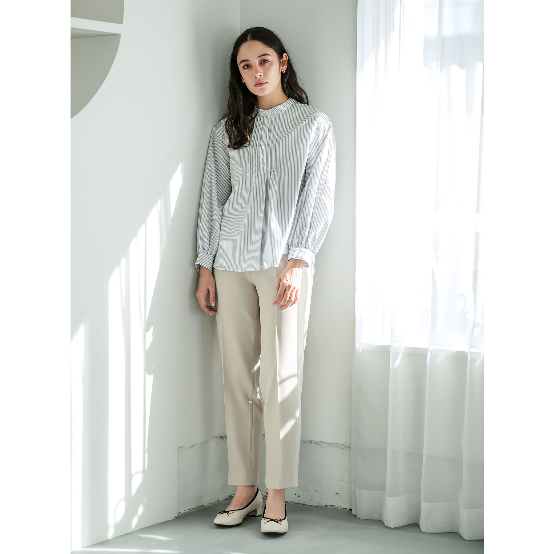 index「《6color》ラメラインバンドカラーシャツ【洗濯機洗い可/イージーアイロン/防シワ】」|シャツ・ブラウス|