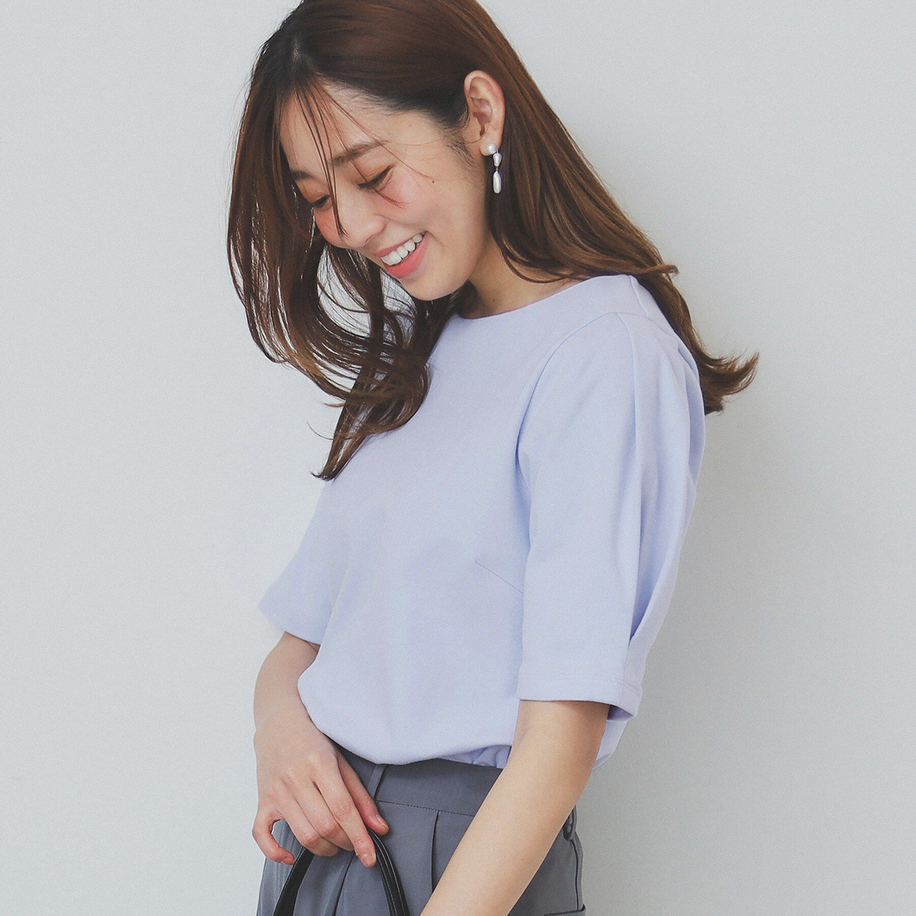 index「《10色展開/XS-LLサイズ》コットンスムースタックスリーブトップス【UV/接触冷感/洗濯機洗い可」|Tシャツ・カットソー|