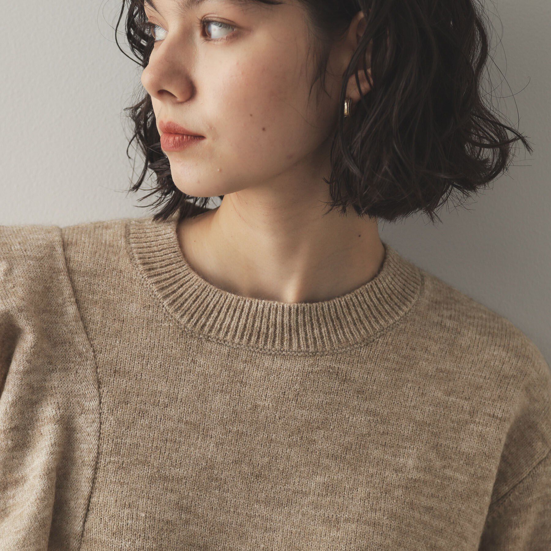 OPAQUE.CLIP「《美人百花掲載》アシメフリルミドルゲージニット【洗濯機洗い可】」|ニット・セーター|