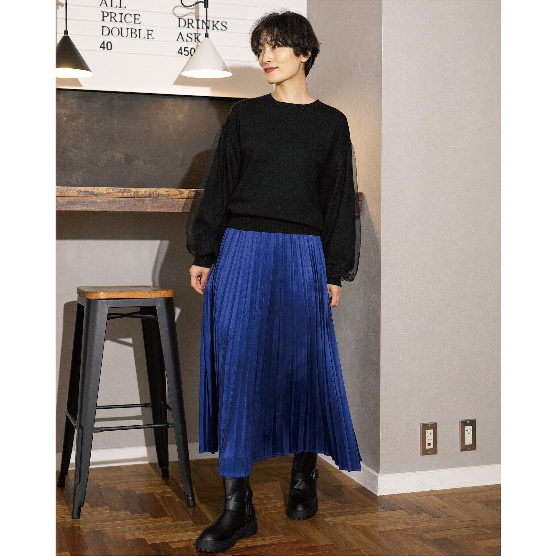 OPAQUE.CLIP「《5color/S-LLsize》チュールドッキングスリーブニット【洗濯機洗い可】」|ニット・セーター|