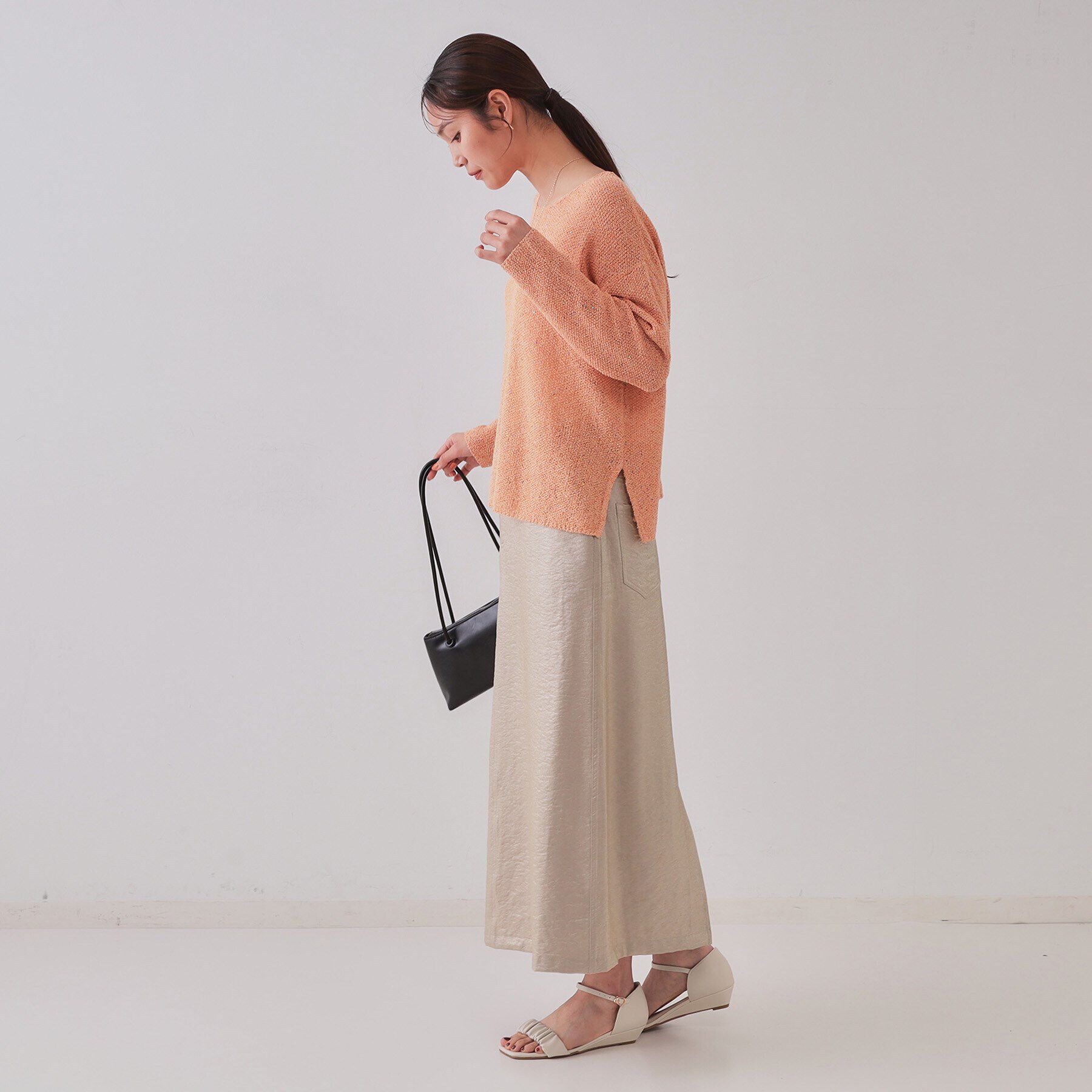 OPAQUE.CLIP「スパンコールボートネックニット【洗濯機洗い可】」|ニット・セーター|